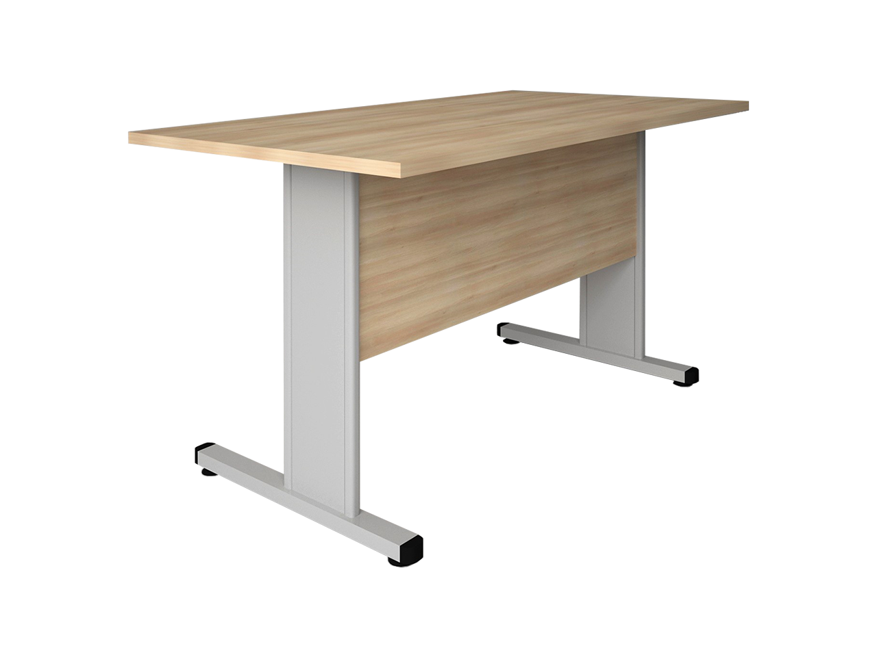 Desk with attached front panel Desk with attached front panel
